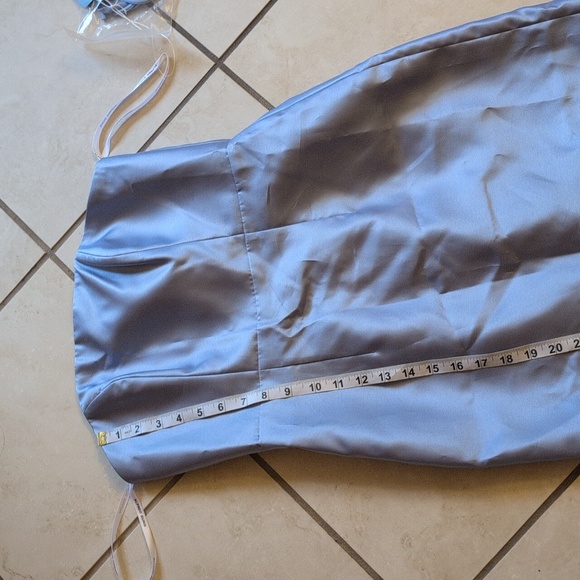 NWT Alfred Sung Strapless Column Gown Maxi Dress Back Slit Cloudy Blue 6 - Picture 12 of 13